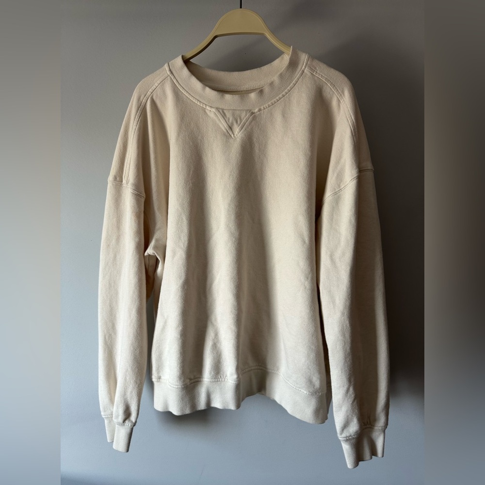 Goodfellow & Co Cream Crewneck Sweater with Ribbed Cuffs